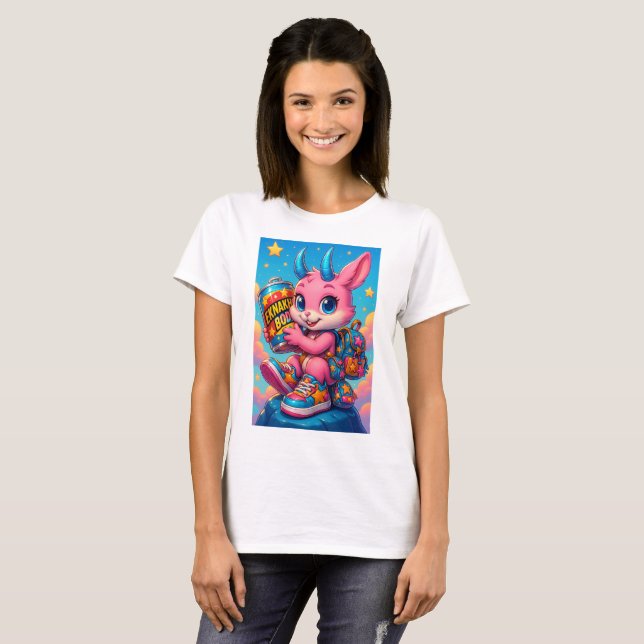 Pink Rocket Bunny Graphic T-Shirt (Front Full)