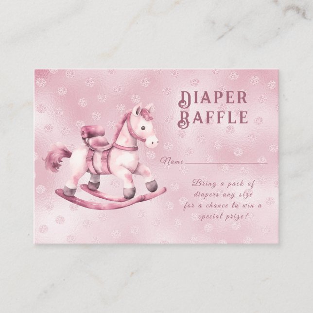 Pink Rocking Horse Baby Shower Enclosure Card (Front)