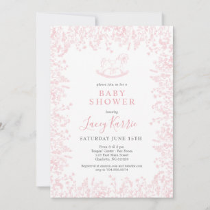 pink rocking horse Baby Shower invitation