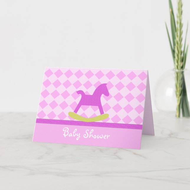 Pink Rocking Horse Baby Shower Invitation (Front)