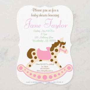 Pink Rocking Horse Baby Shower Invitations