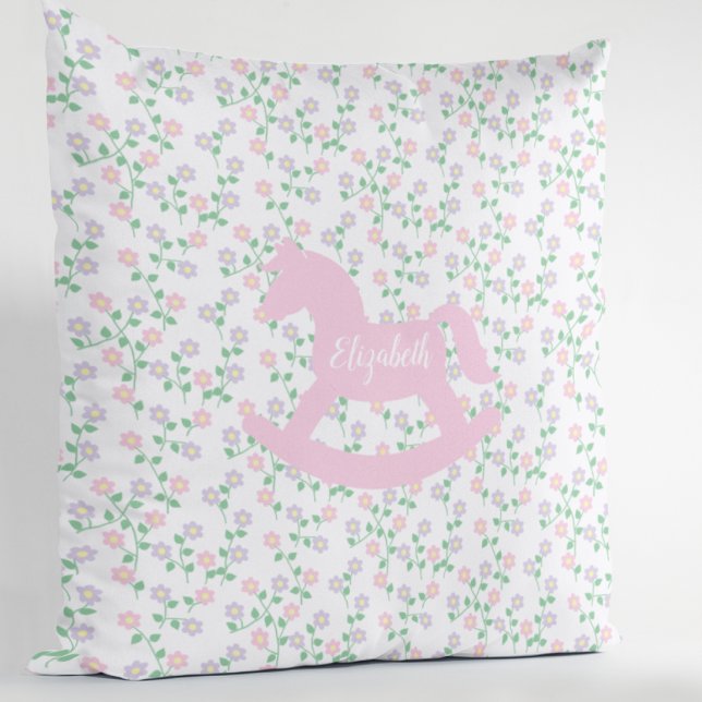 Pink Rocking Horse Floral Cushion (Creator Uploaded)