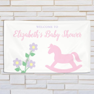 Pink Rocking Horse Girl Baby Shower Banner