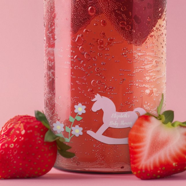 Pink Rocking Horse Girl Baby Shower Can Glass (Creator Uploaded)