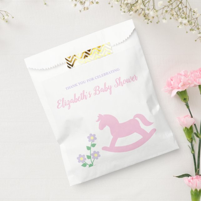 Pink Rocking Horse Girl Baby Shower Favour Bags (Sealed)