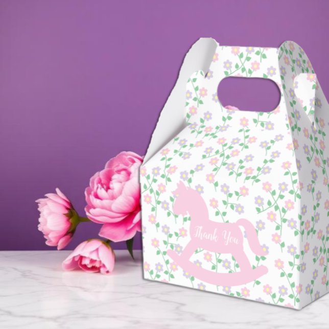 Pink Rocking Horse Girl Baby Shower Favour Box (Creator Uploaded)