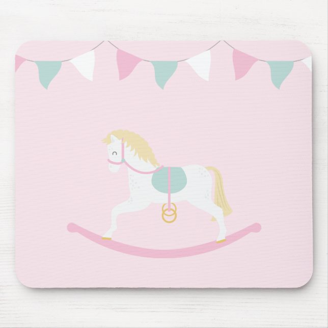 Pink Rocking Horse Mouse Mat (Front)