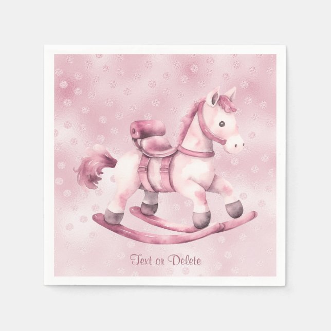 Pink Rocking Horse Napkins (Front)