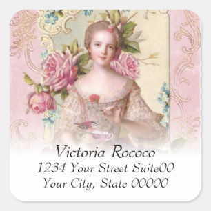 Pink Rococo Address Square Sticker