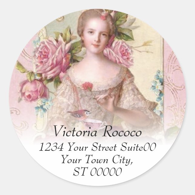 Pink Rococo Address Sticker (Front)