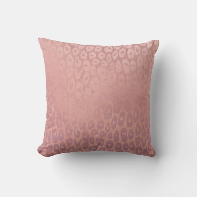 Pink Rode Golg Glitter Leopard Texture Cushion (Front)