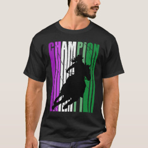 Pink Rodeo Champion Cowgirl on Horse Barrel Racing T-Shirt