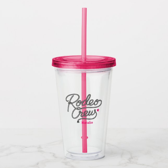 Pink Rodeo Crew Western Bachelorette Party Acrylic Tumbler (Front)