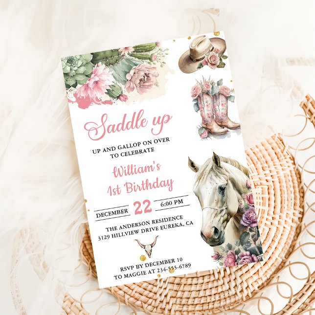 Pink Rodeo Western Cowboy Birthday Party Invitation (Creator Uploaded)