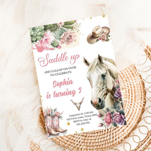 Pink Rodeo Western Cowboy Birthday Party  Invitation (Creator Uploaded)