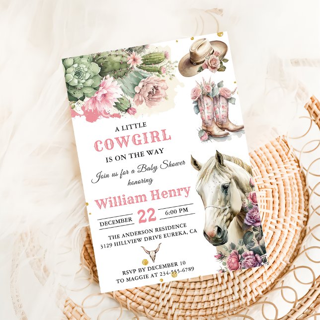 Pink Rodeo Western Cowgirl Baby Shower Invitation (Creator Uploaded)