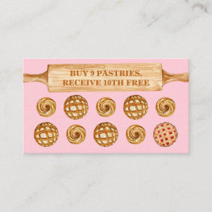 Pink Rolling Pin Bakery Cakes Cookies Loyalty Business Card