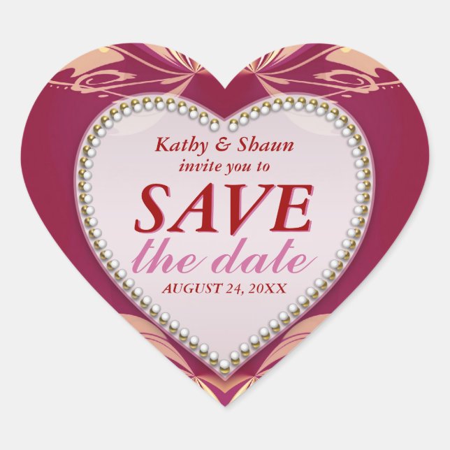Pink Romance Save the Date Wedding Stickers (Front)