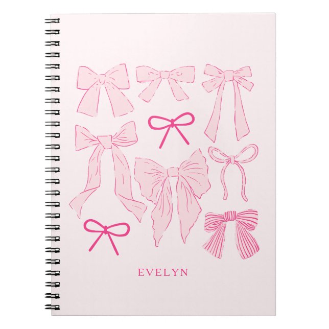 Pink Romantic Bows Notebook (Front)