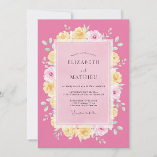 Pink Romantic Floral Wedding Invitation