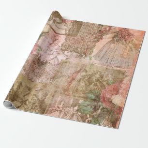 Pink Romantic Jane Linen Wrapping Paper