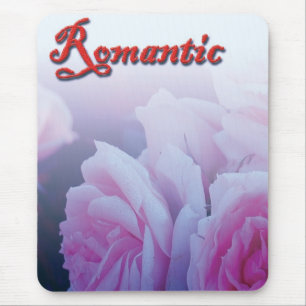 Pink romantic rose flowers mouse mat