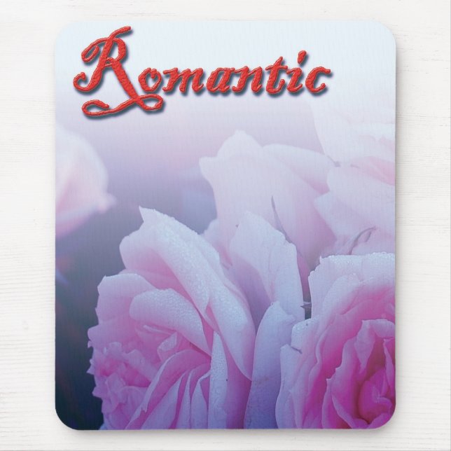 Pink romantic rose flowers mouse mat (Front)