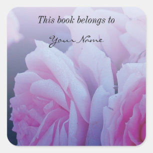 Pink romantic rose flowers square sticker