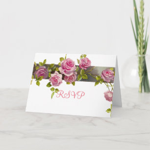 Pink Romantic Roses RSVP card