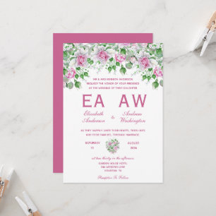 Pink Romantic Roses Wedding Invitation