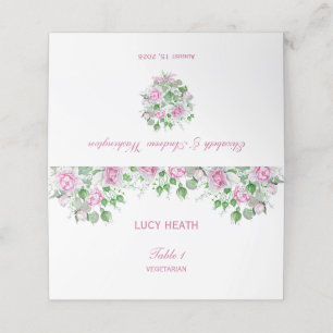 Pink Romantic Roses Wedding Place Card