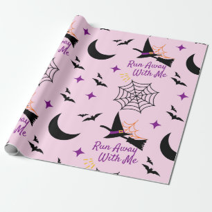 Pink Romantic Wedding Halloween Pattern Wrapping Paper