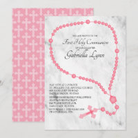 Pink Rosary Beads First Holy Communion