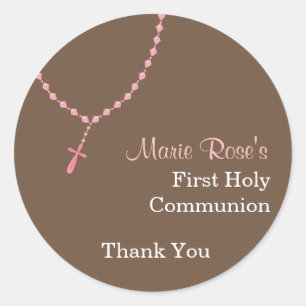 Pink Rosary Round Sticker