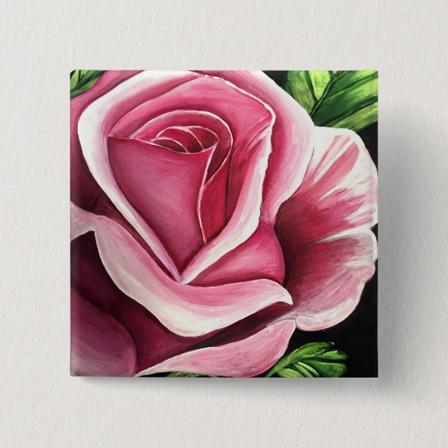 Pink Rose 15 Cm Square Badge (Front)