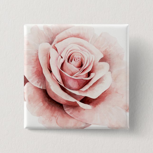 Pink Rose 15 Cm Square Badge (Front)