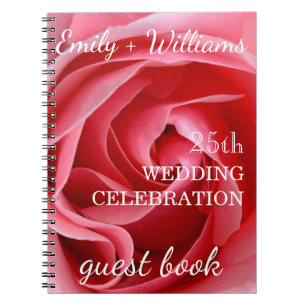 Pink Rose 25th wedding Celebration Custom Guest Notebook