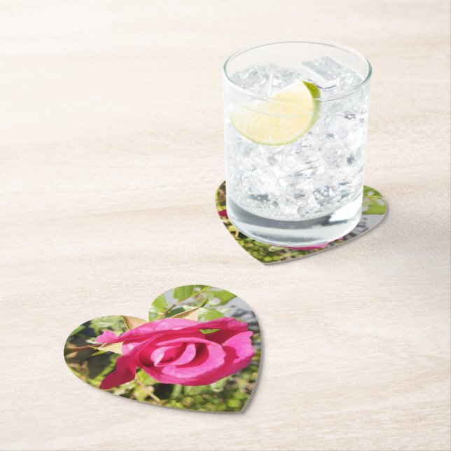 Pink Rose #2 Paper Coaster (Insitu)