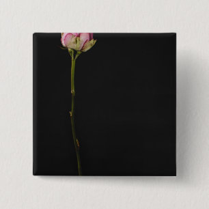 Pink rose 3 15 cm square badge