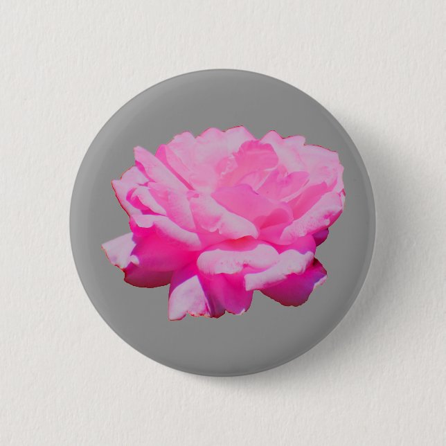 pink rose 6 cm round badge (Front)