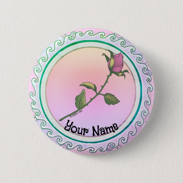 Pink Rose  6 Cm Round Badge (Front)