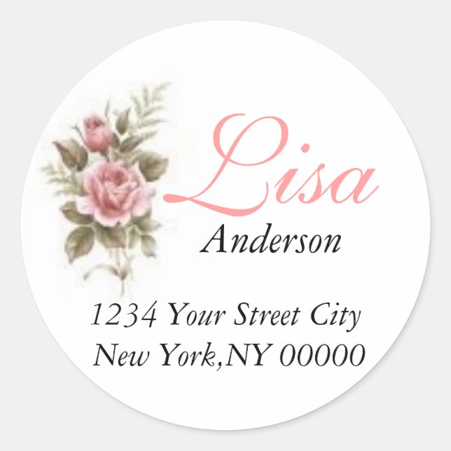 Pink Rose Address Sticker (Front)