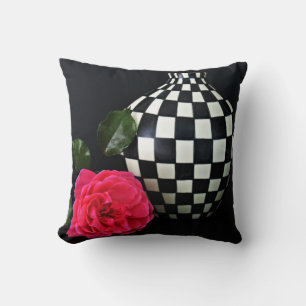 Pink Rose and a Chequered Vase Cushion