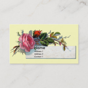 Pink Rose and Bud Victorian Business Card