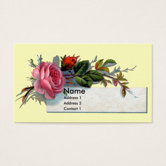 Pink Rose and Bud Victorian Business Card