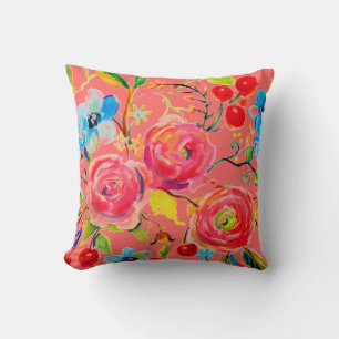 Pink Rose and Cherry Blush Customisable Cushion