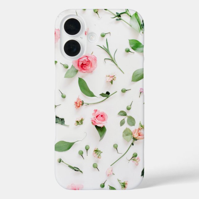 pink rose and green leaves and petals Case-Mate iPhone case (Back)
