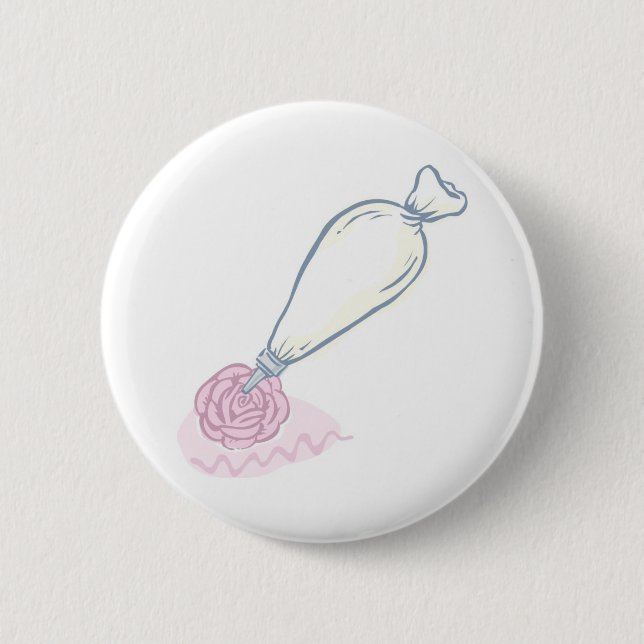 Pink Rose and Pastry Bag 6 Cm Round Badge (Front)