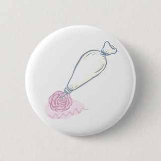 Pink Rose and Pastry Bag 6 Cm Round Badge