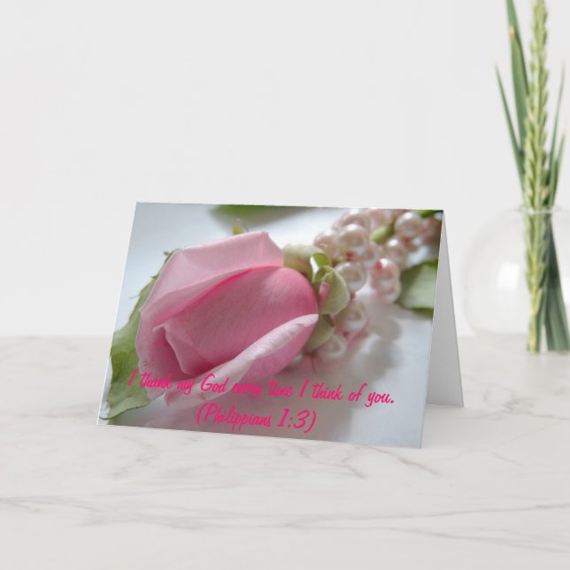 Pink rose and pearls card (Front)